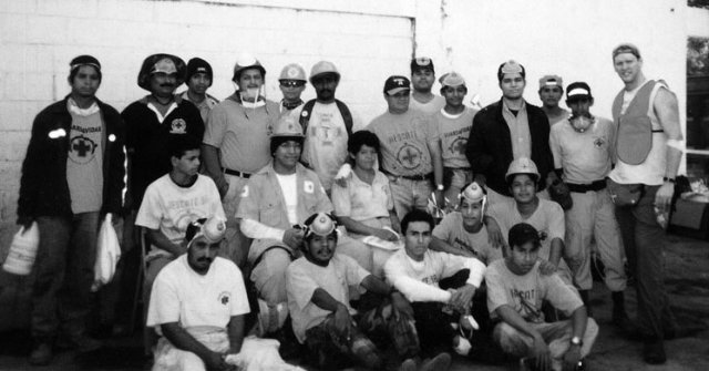 Our group at the recovery zone. Las Colinas 2001. Manuel on the right next to me. 