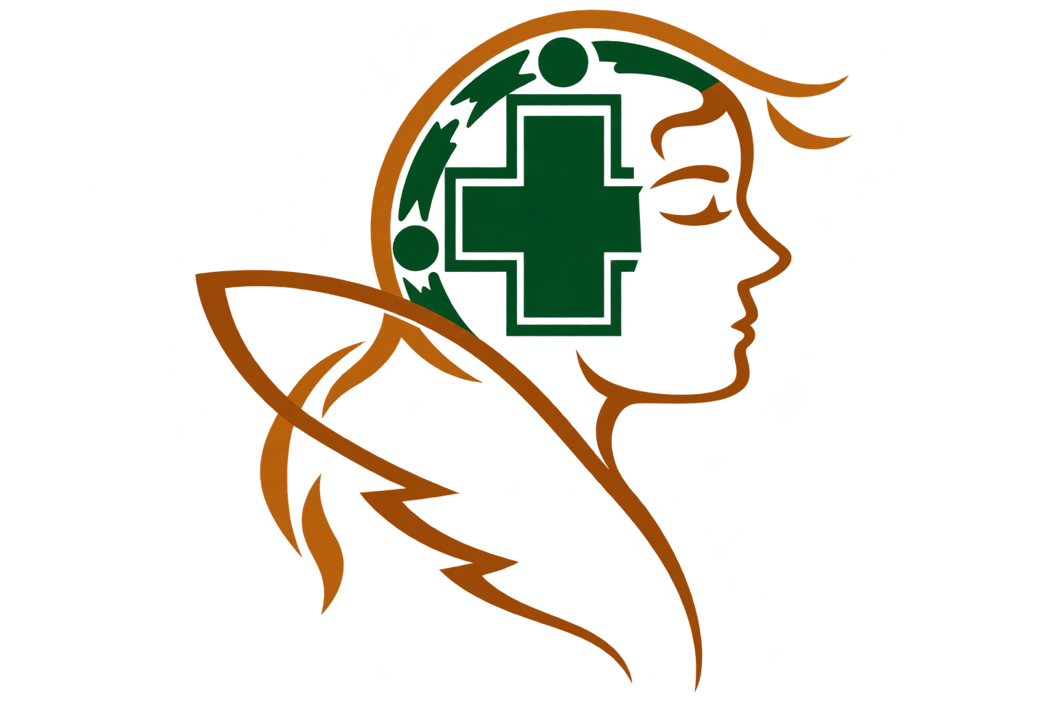 Perfil de mujer con la cruz verde de Comandos de Salvamento, basado en la portada de su Política Institucional de Género.